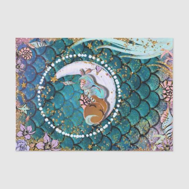 Papier Mousseline Glam Dark Mermaid Boy Baby shower fête d'anniversa (Recto)
