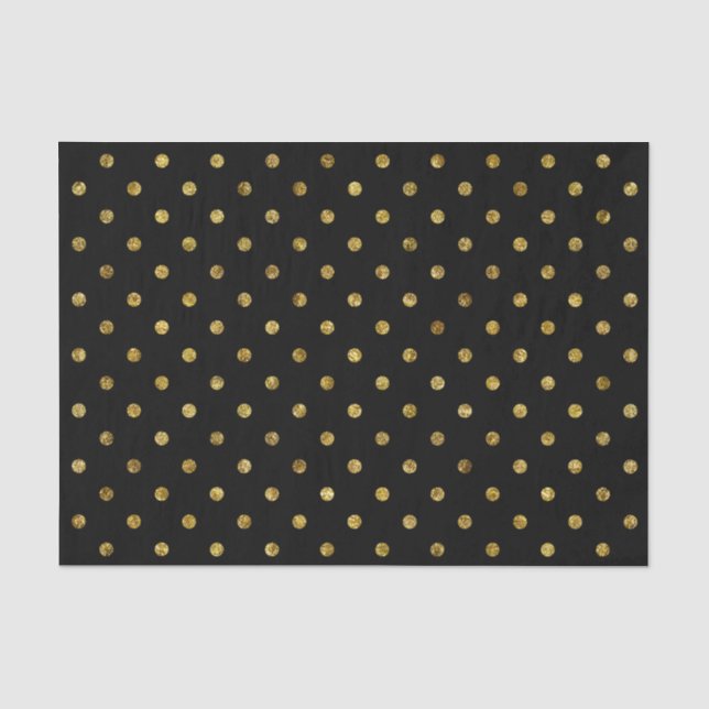 Papier Mousseline Glam en or chic et Pois noirs (Recto)