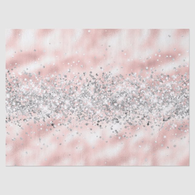 Papier Mousseline Glam Girl Pink Silver Parties scintillant Sparkle  (Recto)