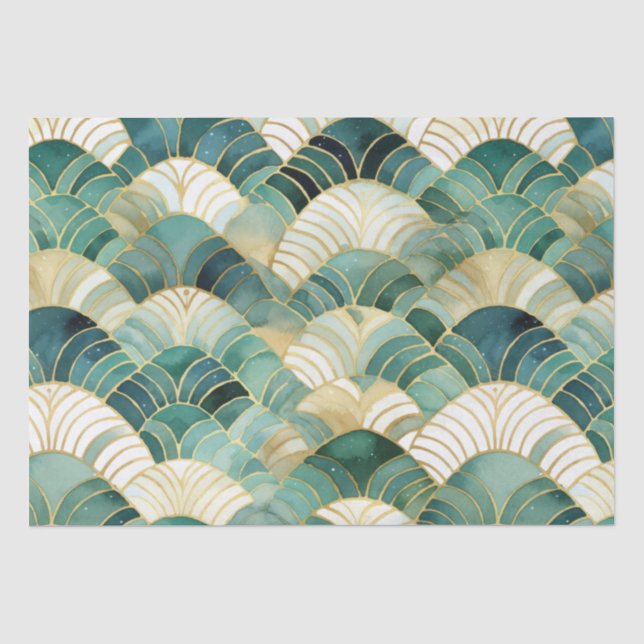 Papier Mousseline Glam vert Gold Abstrait (Recto)