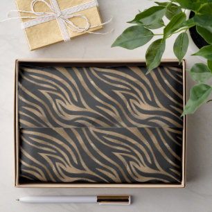 Papier Mousseline Glam Zebra Stripes Motif Black Gold ID1151