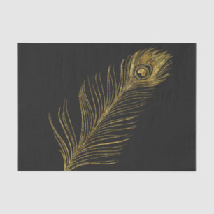 Papier Mousseline Glamme d'or et plumes de roche noire