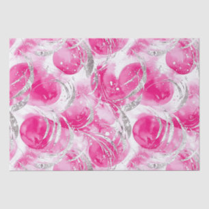 Papier Mousseline Glamour Abstrait Cercles Rose Argent Fête d'annive