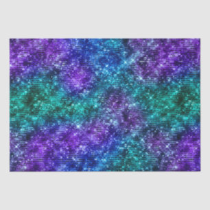 Papier Mousseline Glamour Océan Paillettes Violettes et Turquoise