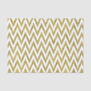 Papier Mousseline Glitterie or et blanc Chevron raypes