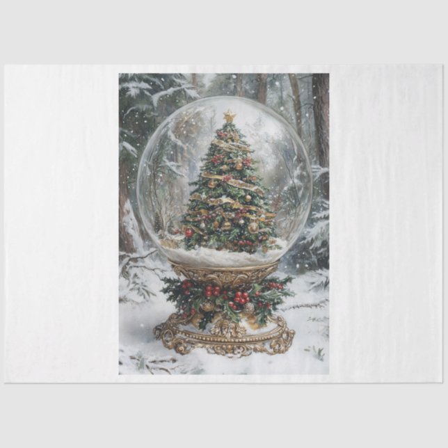 Papier Mousseline Globe des arbres de Noël (Recto)