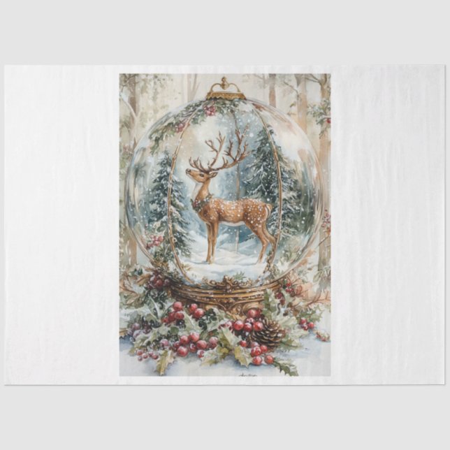 Papier Mousseline Globe des cerfs de Noël (Recto)