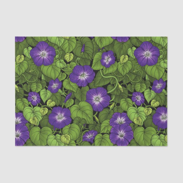 Papier Mousseline Gloire du matin en violet et vert (Recto)