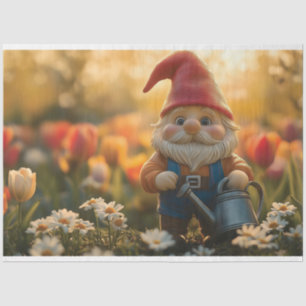 Papier Mousseline Gnome de jardin adorable avec canne d'eau