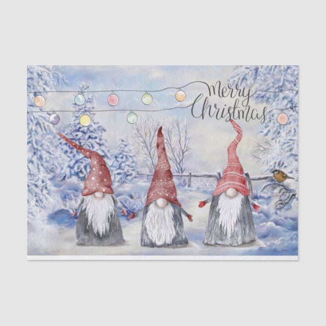 Papier Mousseline Gnomes de Noël Hygge (Recto)