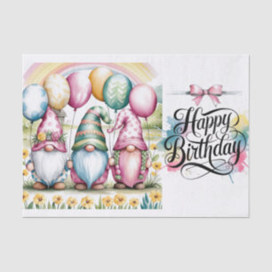 Papier Mousseline Gnomes de Pâques en aquarelle Joyeux anniversaire
