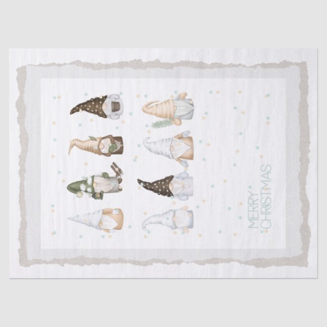 Papier Mousseline Gnomes d'hiver scandinaves de Noël (Recto)