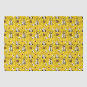 Papier Mousseline Gnomes Tournesols Jaunes Abeilles Miel