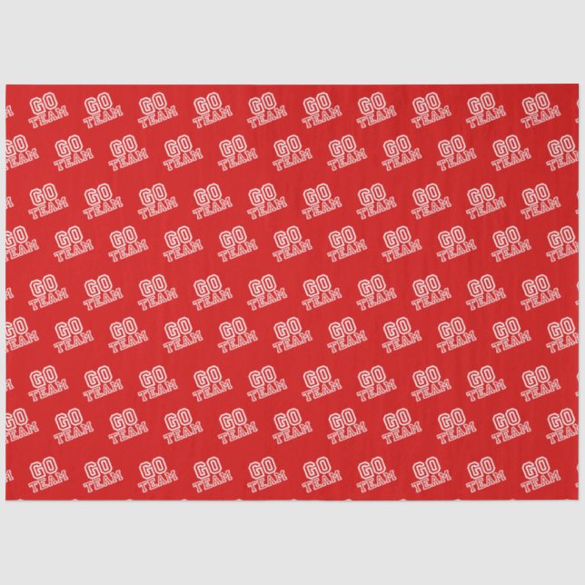 Papier Mousseline Go Team Word Art en rouge (Recto)