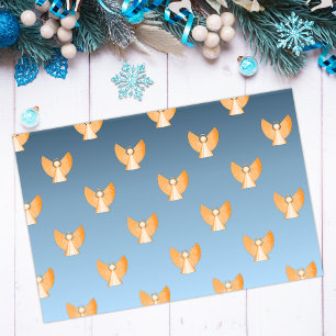 Papier Mousseline Gold Angels Moderne Bleu Noël