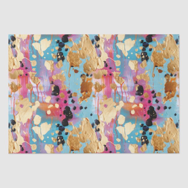 Papier Mousseline Gold Aqua rose Abstrait Leopard (Recto)