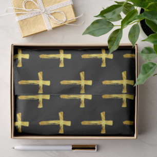 Papier Mousseline Gold Brush Cross - Christian Religion Crucifix