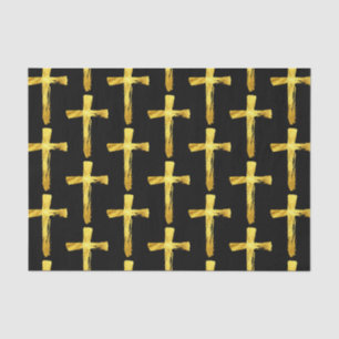 Papier Mousseline Gold Brush Cross - Christian Religion Crucifix