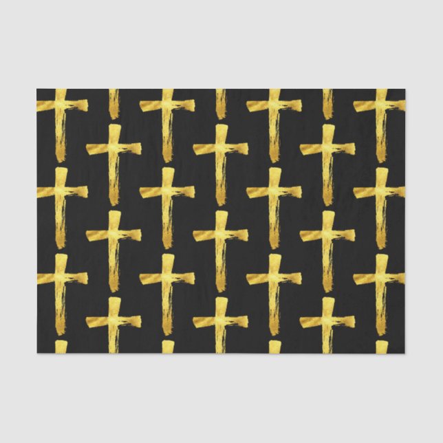 Papier Mousseline Gold Brush Cross - Christian Religion Crucifix (Recto)