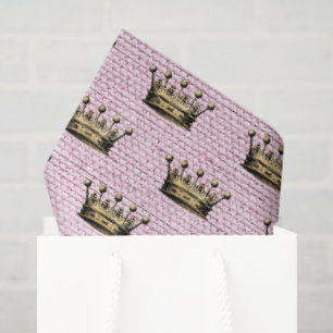 Papier Mousseline Gold Crown Royal Motif Rose Linen Princesse Chic