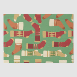 Papier Mousseline Gold de Noël, Rouge, Chaussettes vertes