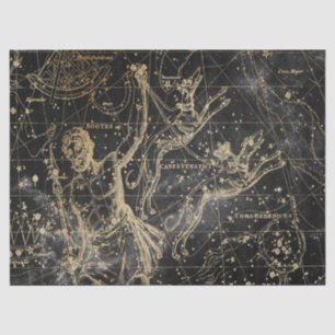 Papier Mousseline Gold et Black Galaxy Star Map Series Design 6