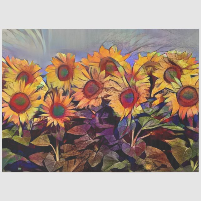 Papier Mousseline Gold Field Of Sunflowers Élégante Collection (Recto)