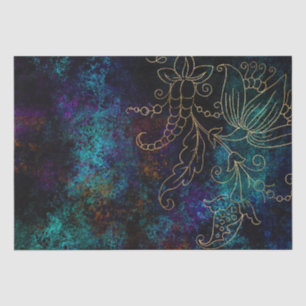 Papier Mousseline Gold Floral Grunge Damask