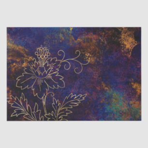 Papier Mousseline Gold Floral Grunge Damask