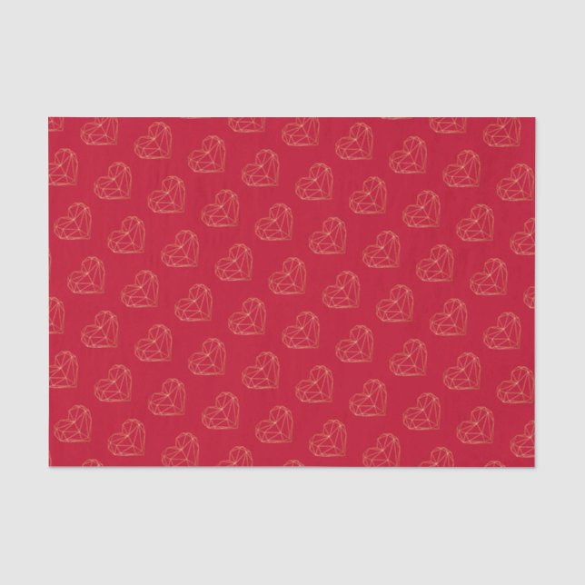 Papier Mousseline Gold Foil Coeur géométrique Saint-Valentin (Recto)