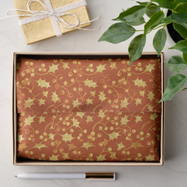 Papier Mousseline Gold Holly (Cadeau)