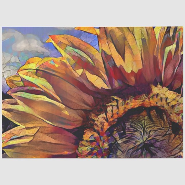 Papier Mousseline Gold Large Sunflower Collection élégante (Recto)