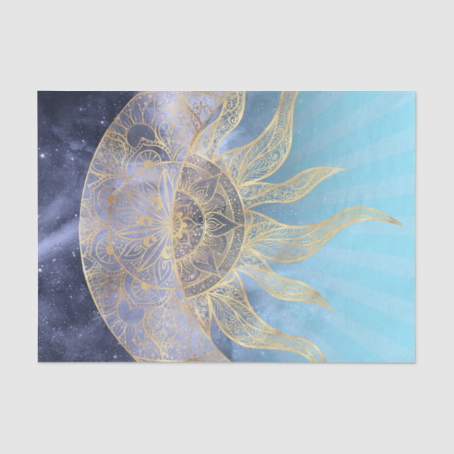 Papier Mousseline Gold Moon Sun Mandala Celestial Design (Recto)