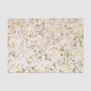 Papier Mousseline Gold Peach Stars Confetti Abstrait