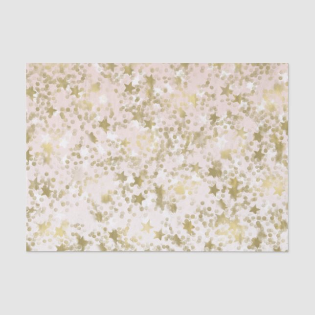 Papier Mousseline Gold Peach Stars Confetti Abstrait (Recto)