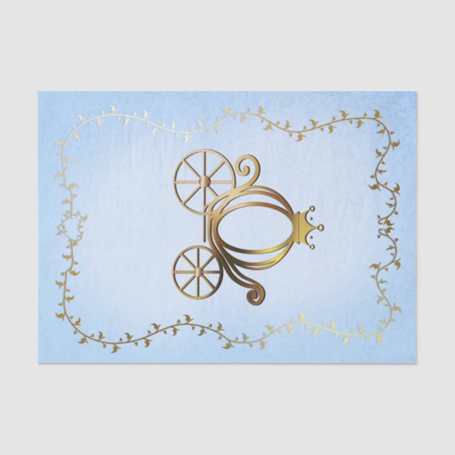 Papier Mousseline Gold Princess Carriage Blue Storybook Royal (Recto)
