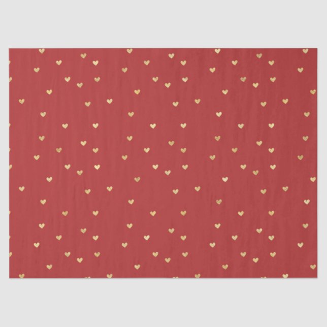 Papier Mousseline Gold Red Hearts (Recto)