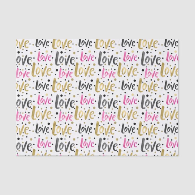 Papier Mousseline Gold Rose Black Confetti Love (Recto)