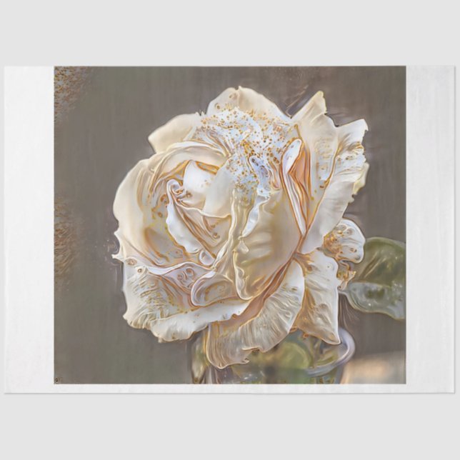 Papier Mousseline Gold Silk Unique Rose (Recto)