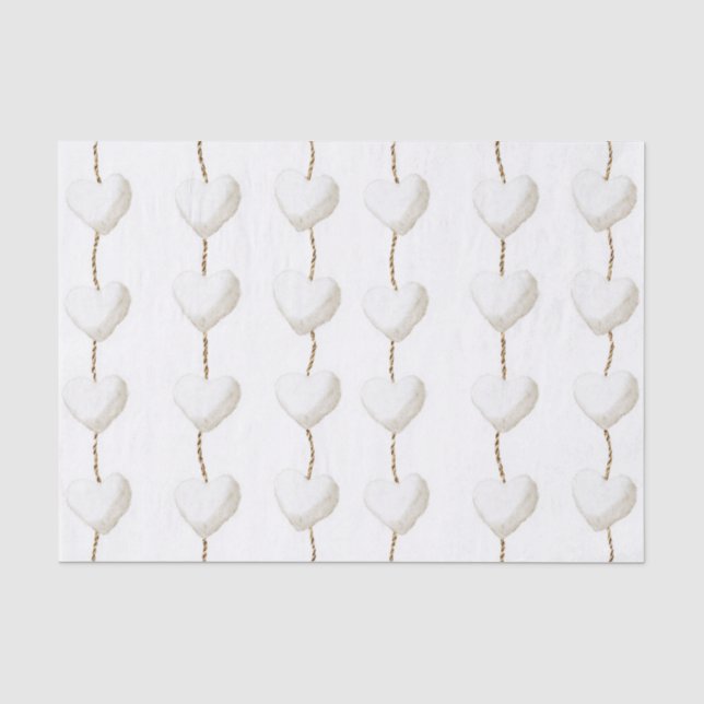 Papier Mousseline Gold White Hearts Anniversaire (Recto)