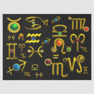 PAPIER MOUSSELINE GOLD ZODIAC BIJOUX D'ANNIVERSAIRE, PIERRES À JEUX,