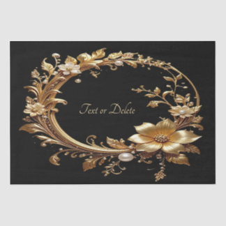 Papier Mousseline Golden Floral Ornate Frame Tissue Paper