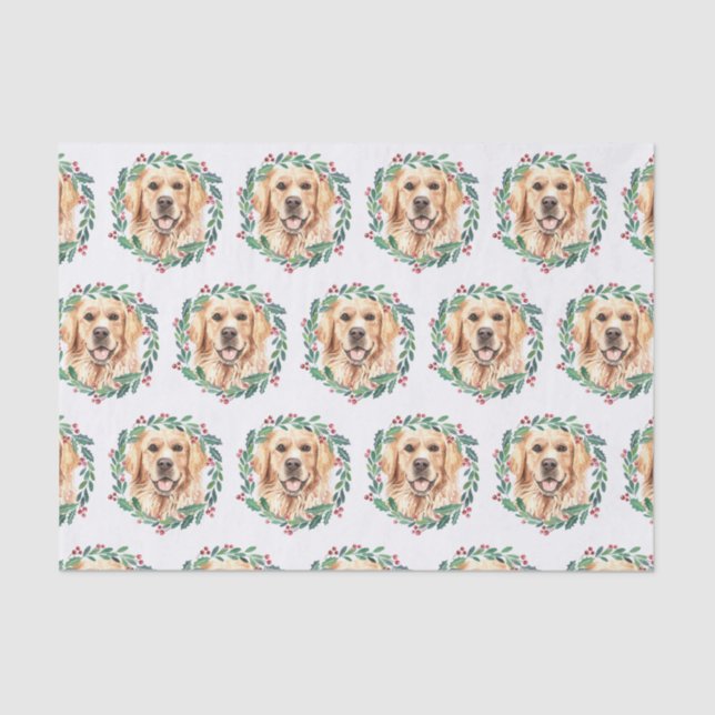 Papier Mousseline Golden Retriever Elegant Chien Noël (Recto)