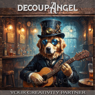 Papier Mousseline Golden Retriever Rockstar - Hor. - Découpage -