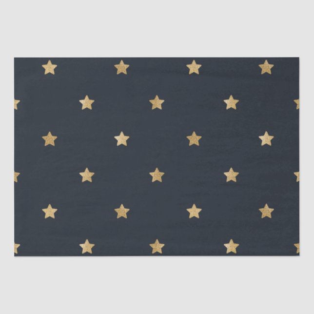 Papier Mousseline Golden Stars on Midnight Black (Recto)