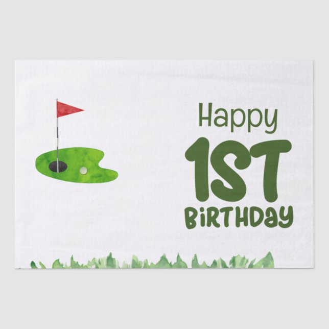 Papier Mousseline Golf 1er anniversaire golfeur d'un an (Recto)