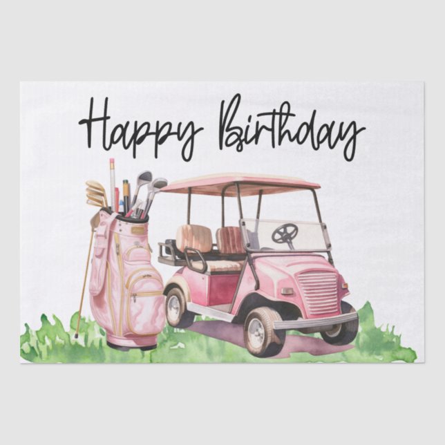 Papier Mousseline Golf Anniversaire avec voiturette (Recto)