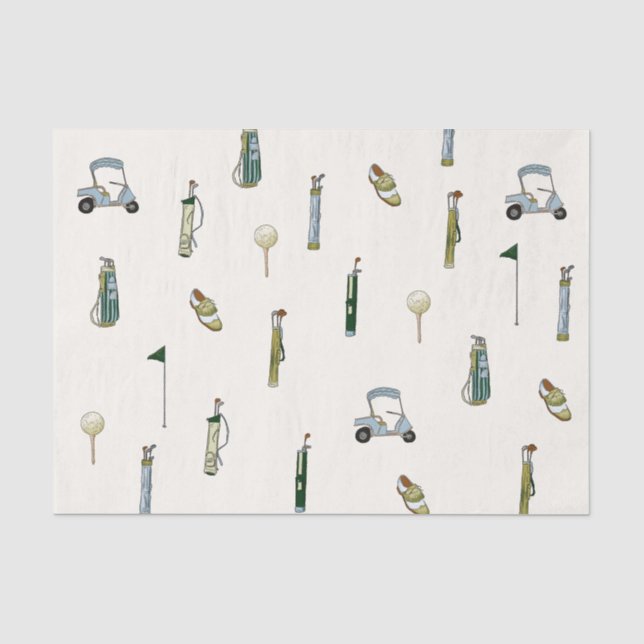 Papier Mousseline Golf Aquarelle bleu et vert (Recto)