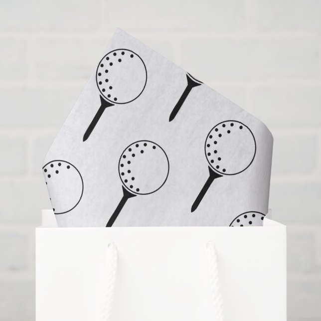 Papier Mousseline Golf Ball Tee Motif Classic Timeless Golf Fun (Sac cadeau)