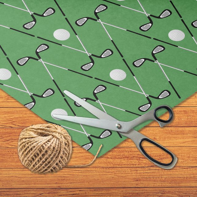 Papier Mousseline Golf clubs croisés motif vert (Créateur téléchargé)